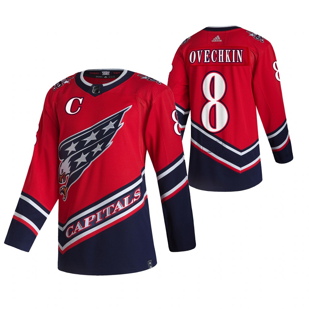 2021 Adidias Washington Capitals #8 Alexander Ovechkin Red Men Reverse Retro Alternate NHL Jersey